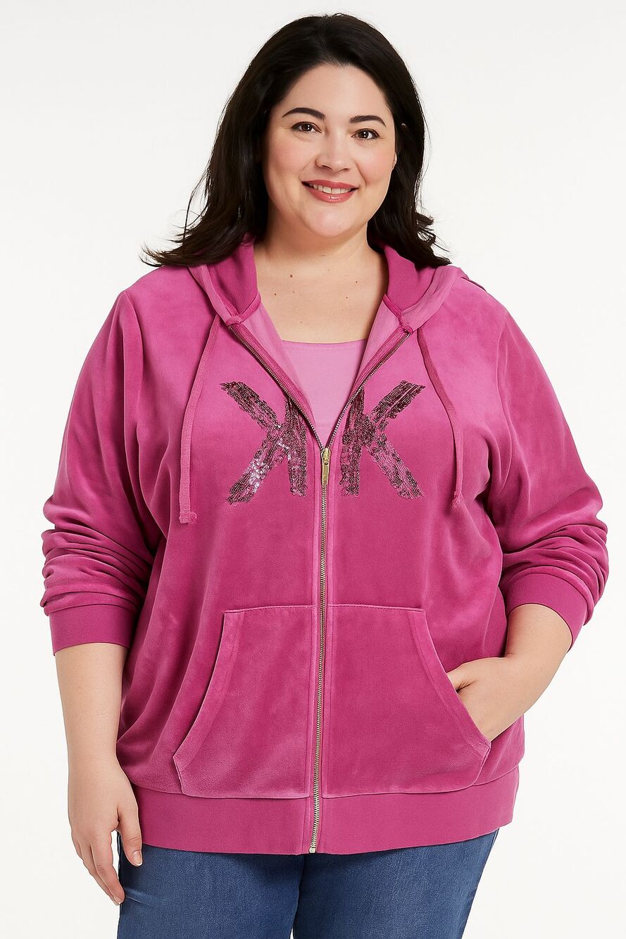 Kardashian Kurves hoodie KK Pink Embellished Zip up 20W